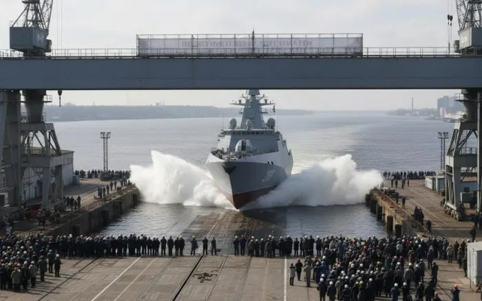Корабль "Буря" спустили на воду в Ленинградской области